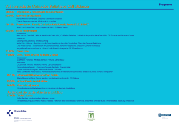 Despliegue Estrategia Cuidados Paliativos Euskadi
Innopal, PROYECTO DE INNOVACIÓN SOCIAL BASADO EN LA COOPERACIÓN impulsado por la Subdirección de Asistencia Sanitaria de Osakidetza, y facilitado por Olaia Agirre (OAZ Coaching para el cambio), , Maite Paino (Osakidetza) y Adelina Pérez (Osakidetza)